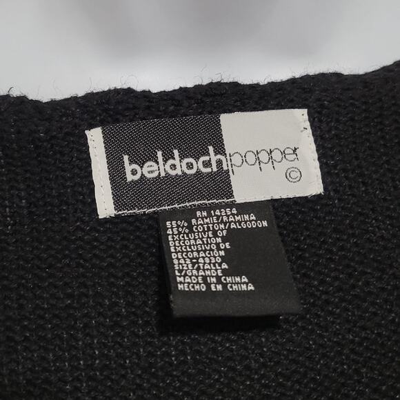 Vtg Beldoch Popper Knit Christmas Tree Sweater Holly Embroidered Womens Large - Picture 4 of 4